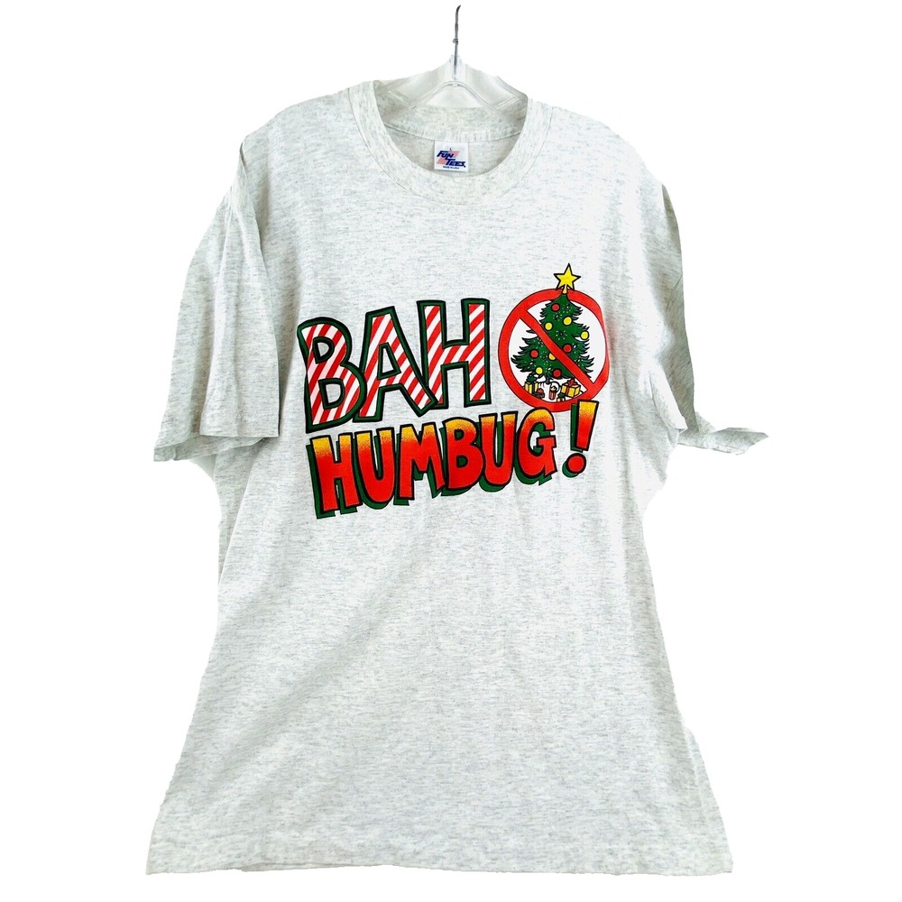 Christmas Bah Humbug! T-Shirt by Fun Tees Large 1990's Single Stitch NEW